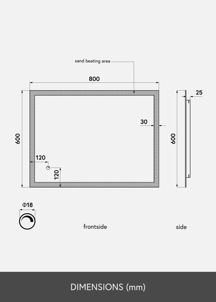 KAILA Spogulis Rectangle II LED 60x80 cm