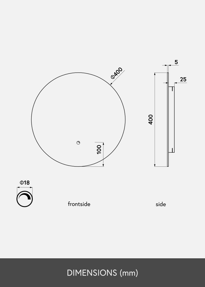 KAILA Spogulis LED 40 cm Ø