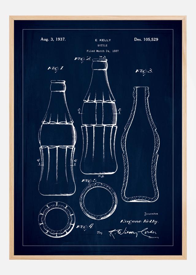 Patenta rasējums - Coca Cola - Zils Plakāts