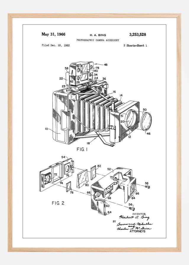 Patent Print - Photographic Camera - White Plakāts