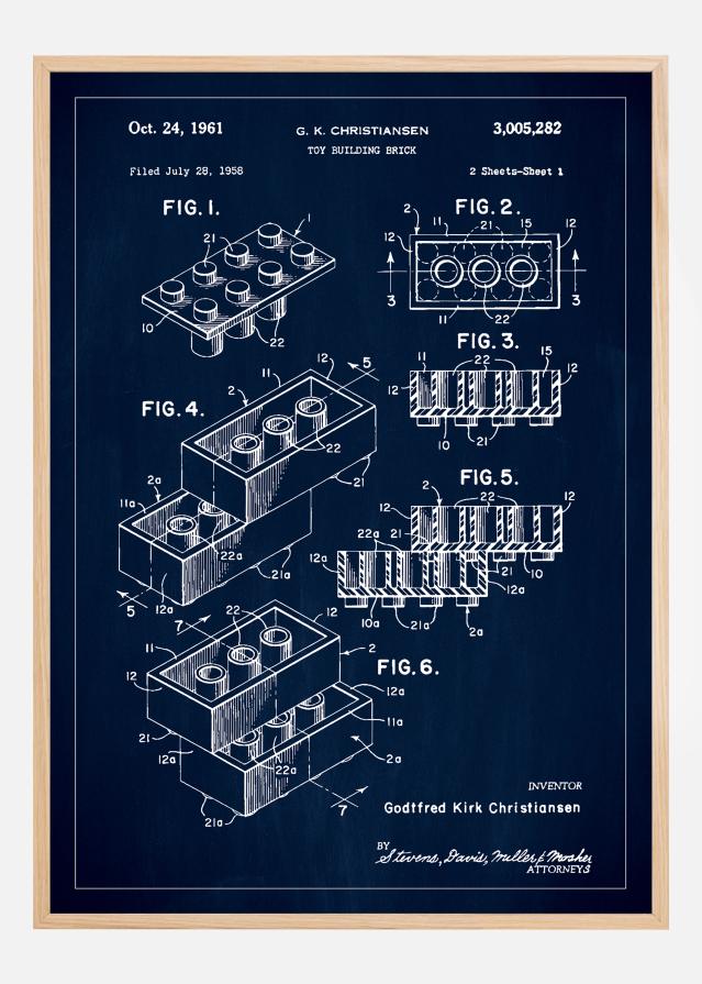 Patent Print - Lego Block I - Blue Plakāts