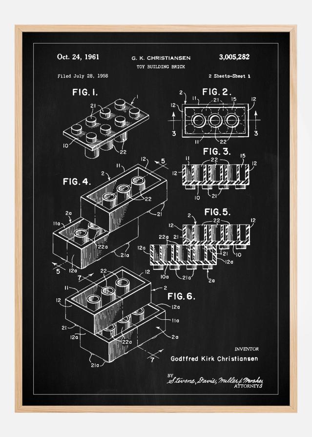 Patent Print - Lego Block I - Black Plakāts