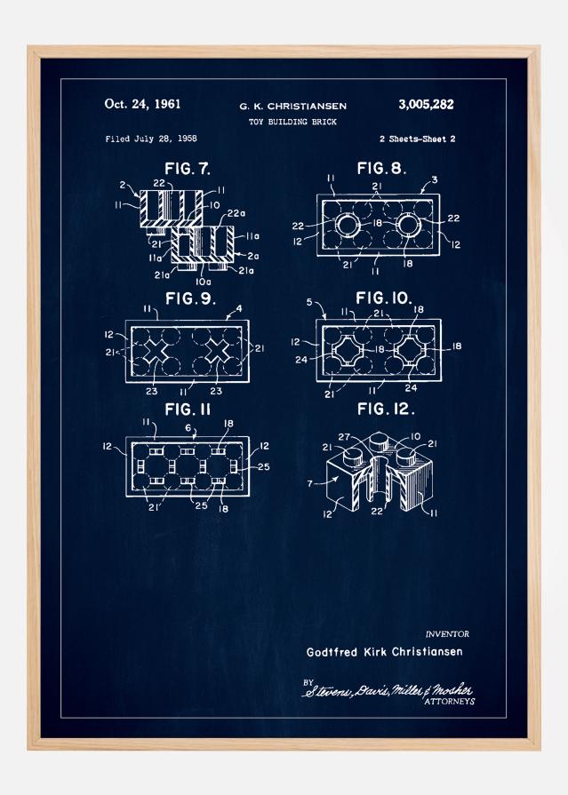 Patent Print - Lego Block II - Blue Plakāts