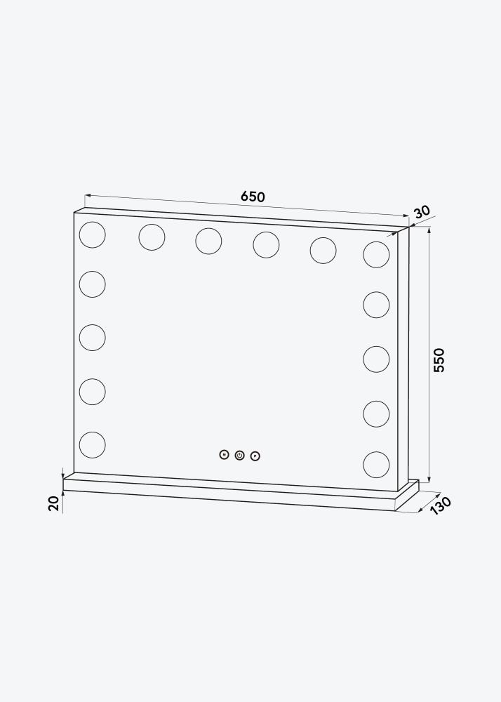 KAILA Kosmētikas spogulis Base LED 14 Sudrabs 65x56 cm