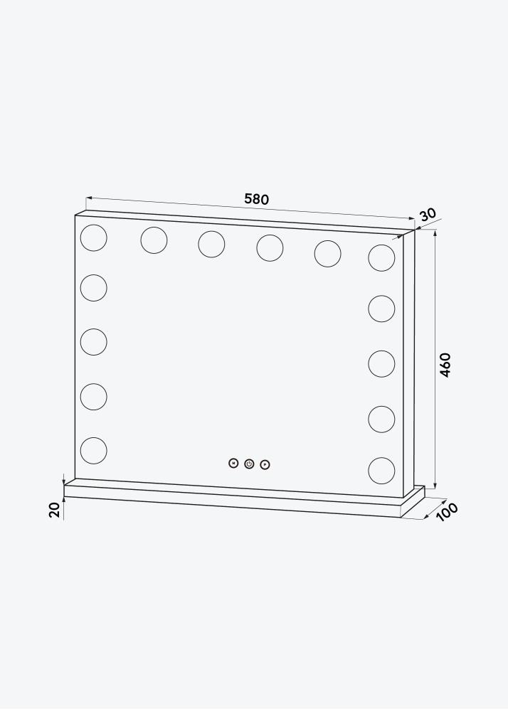 KAILA Kosmētikas spogulis Base LED 14 Sudrabs 56x46 cm