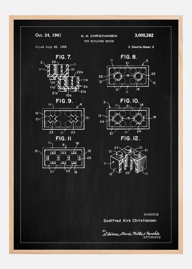 Patent Print - Lego Block II - Black Plakāts