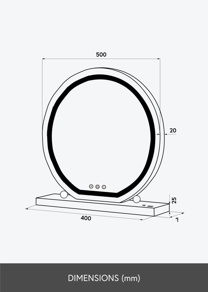 KAILA Kosmētikas spogulis Round LED Balts 50 cm Ø