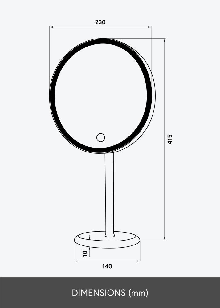 KAILA Kosmētikas spogulis Pillar LED Magnifying 20 cm Ø