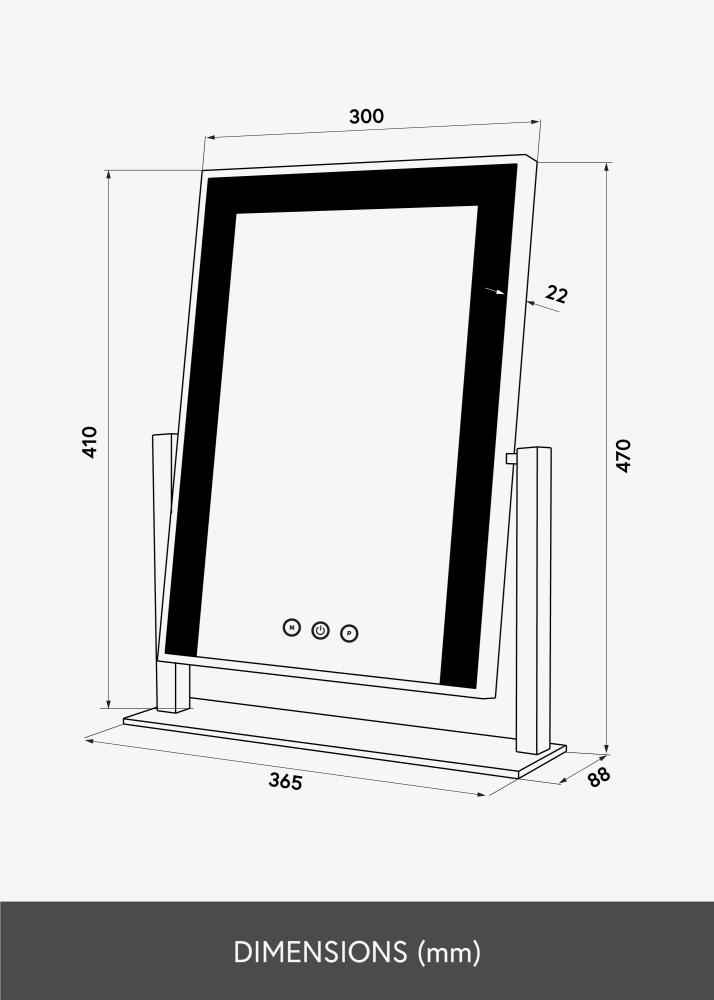 KAILA Kosmētikas spogulis Stand LED Balts 30x41 cm