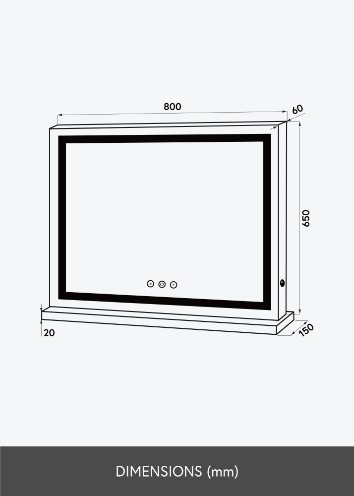 KAILA Kosmētikas spogulis Vanity LED Balts 80x65 cm