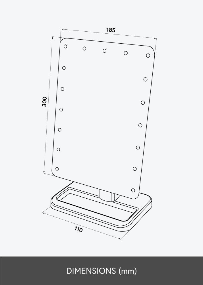 KAILA Kosmētikas spogulis LED m. Bluetooth skaļrunis Melns 18x30 cm