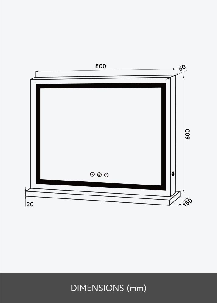 KAILA Kosmētikas spogulis Base Horisontal LED Balts 80x60 cm