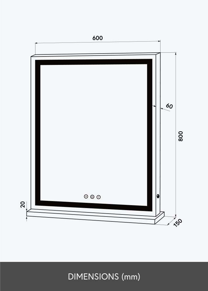 KAILA Kosmētikas spogulis Base Vertical LED Balts 80x60 cm