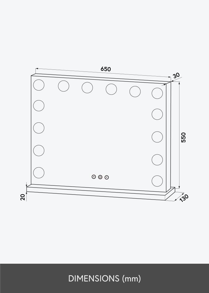 KAILA Kosmētikas spogulis Base LED 14 Sudrabs 65x56 cm