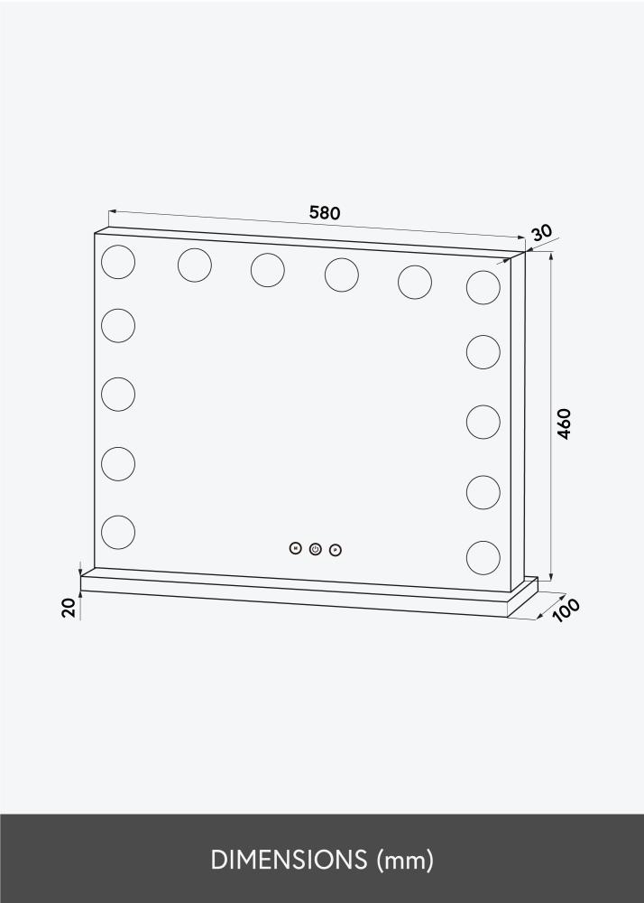 KAILA Kosmētikas spogulis Base LED 14 Sudrabs 56x46 cm