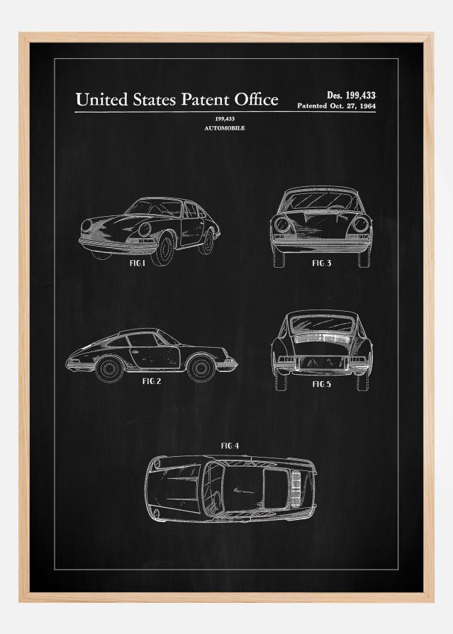 Patent Print - Porsche 911 Carrera - Black Plakāts