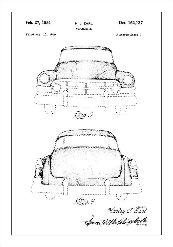 Patenta rasējums - Cadillac II Plakāts