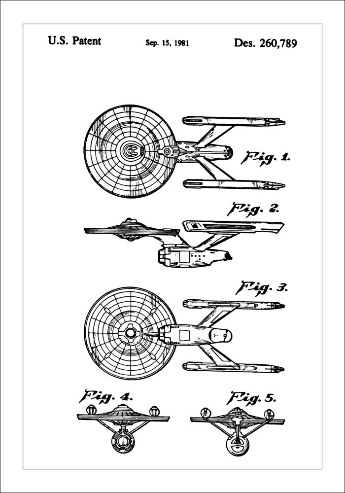 Patenta rasējums - Star Trek - USS Enterprise Plakāts