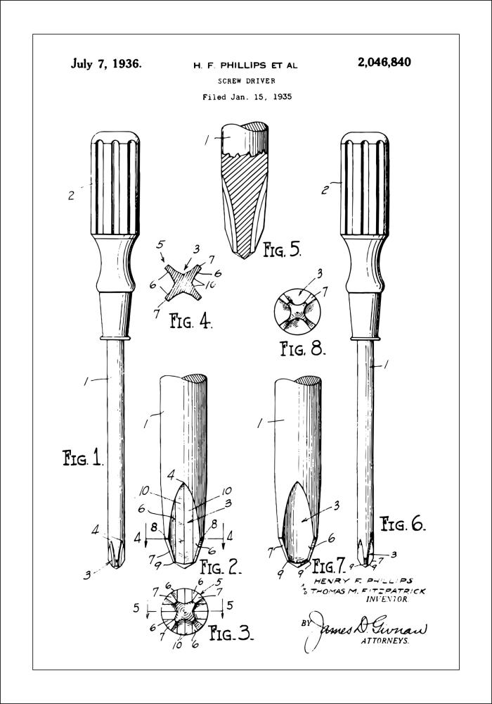 Patenta rasējums - Skrūvgriezis Plakāts