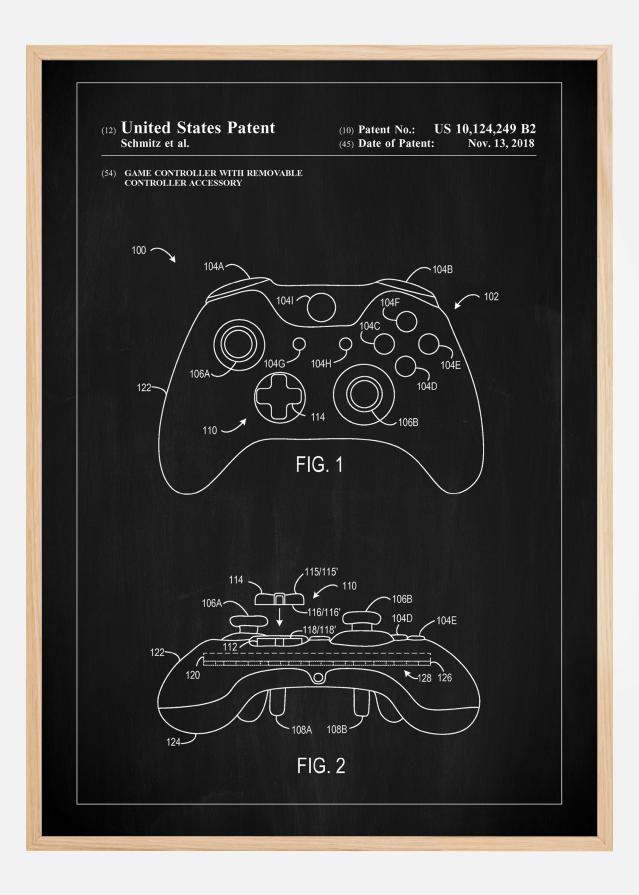 Patent Print - Game Controller III - Black Plakāts