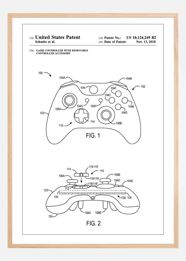 Patent Print - Game Controller III - White Plakāts