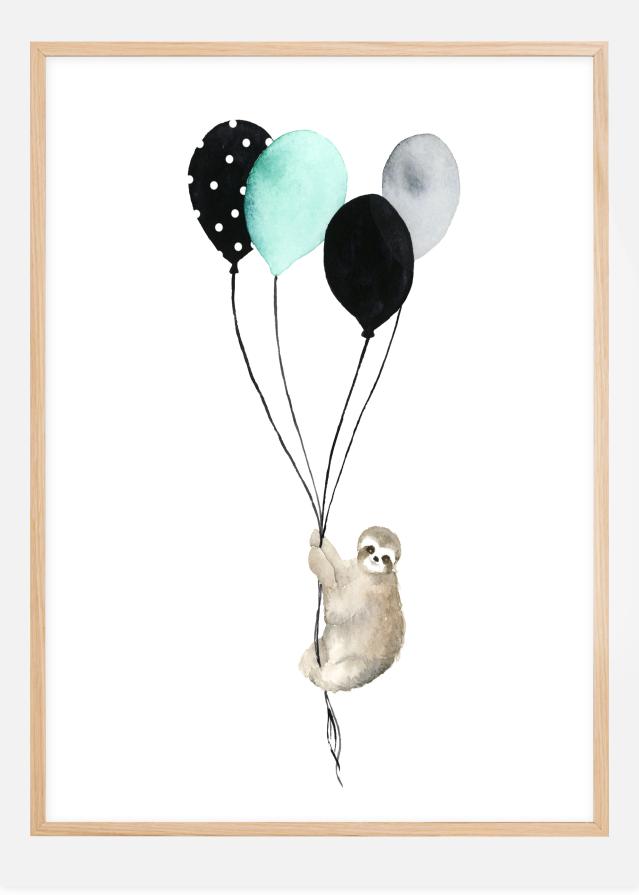 Sloth With Balloons Plakāts