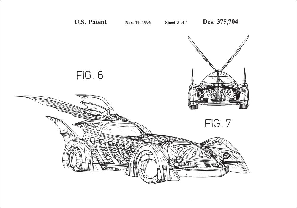 Patenta rasējums - Batman - Batmobile 1996 III Plakāts