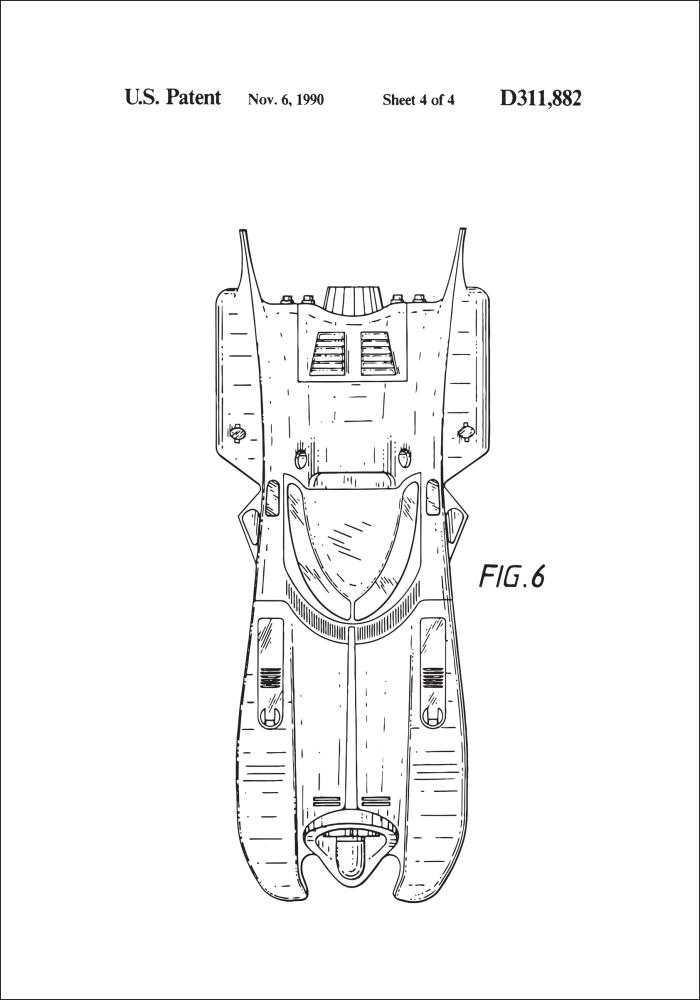 Patenta rasējums - Batman - Batmobile 1990 IIII Plakāts