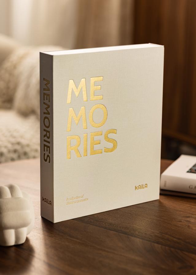 KAILA MEMORIES Cream - Coffee Table Photo Album (60 Melni Lappuses)