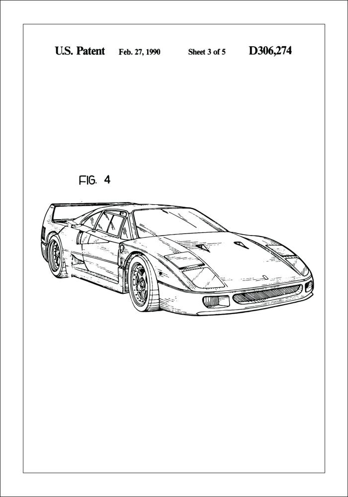 Patenta rasējums - Ferrari F40 II Plakāts