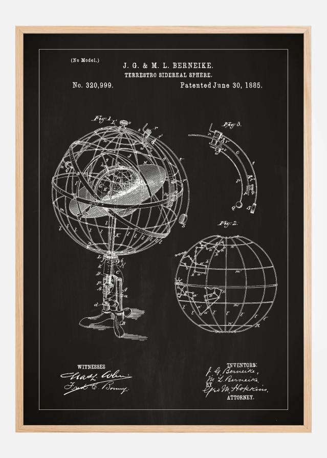 Patenta rasējums - Astronomija Modelis - Melns Plakāts