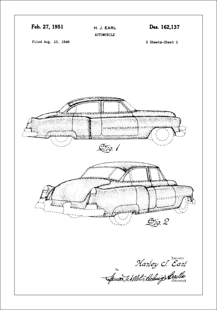 Patenta rasējums - Cadillac x Plakāts