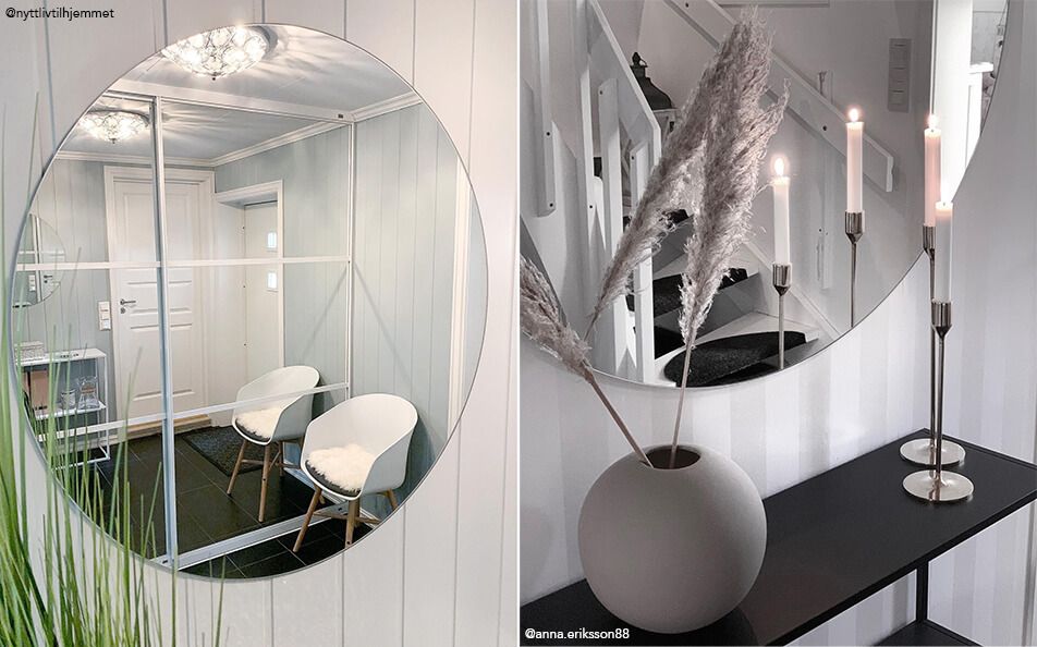 Priekšnama iekārtojums - apaļie sienas spoguļi